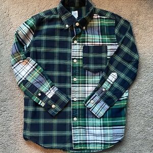 Gap kids, pattern patchwork plaid, long sleeve, button-down shirt, size small
